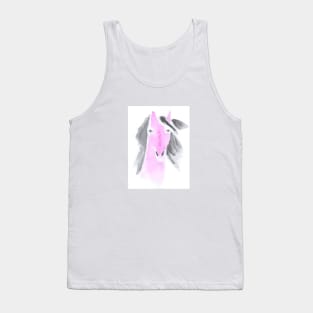 horse, pink, animal, cute, steed, horse racing, animal, bright, watercolor, painting, art, Tank Top